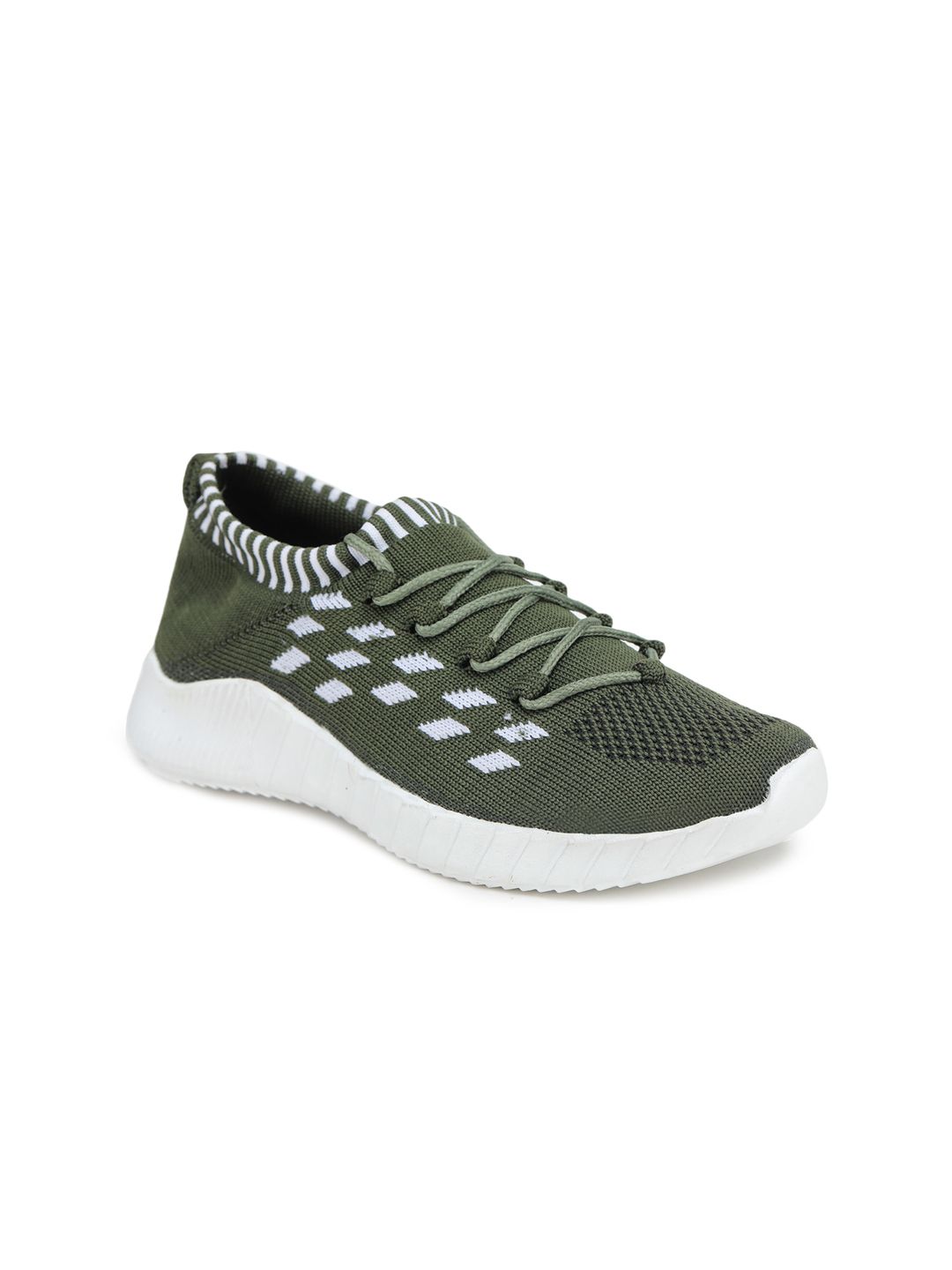 SAPATOS Women Green Striped Sneakers Price in India