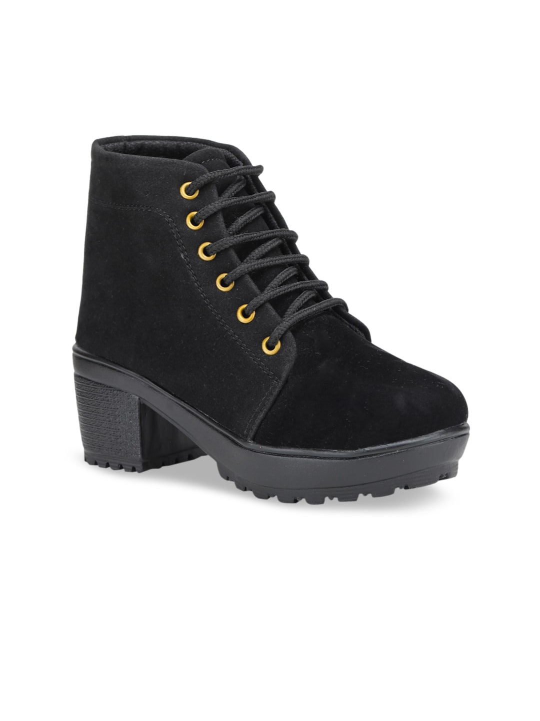 SAPATOS Women Black Flat Boots Price in India