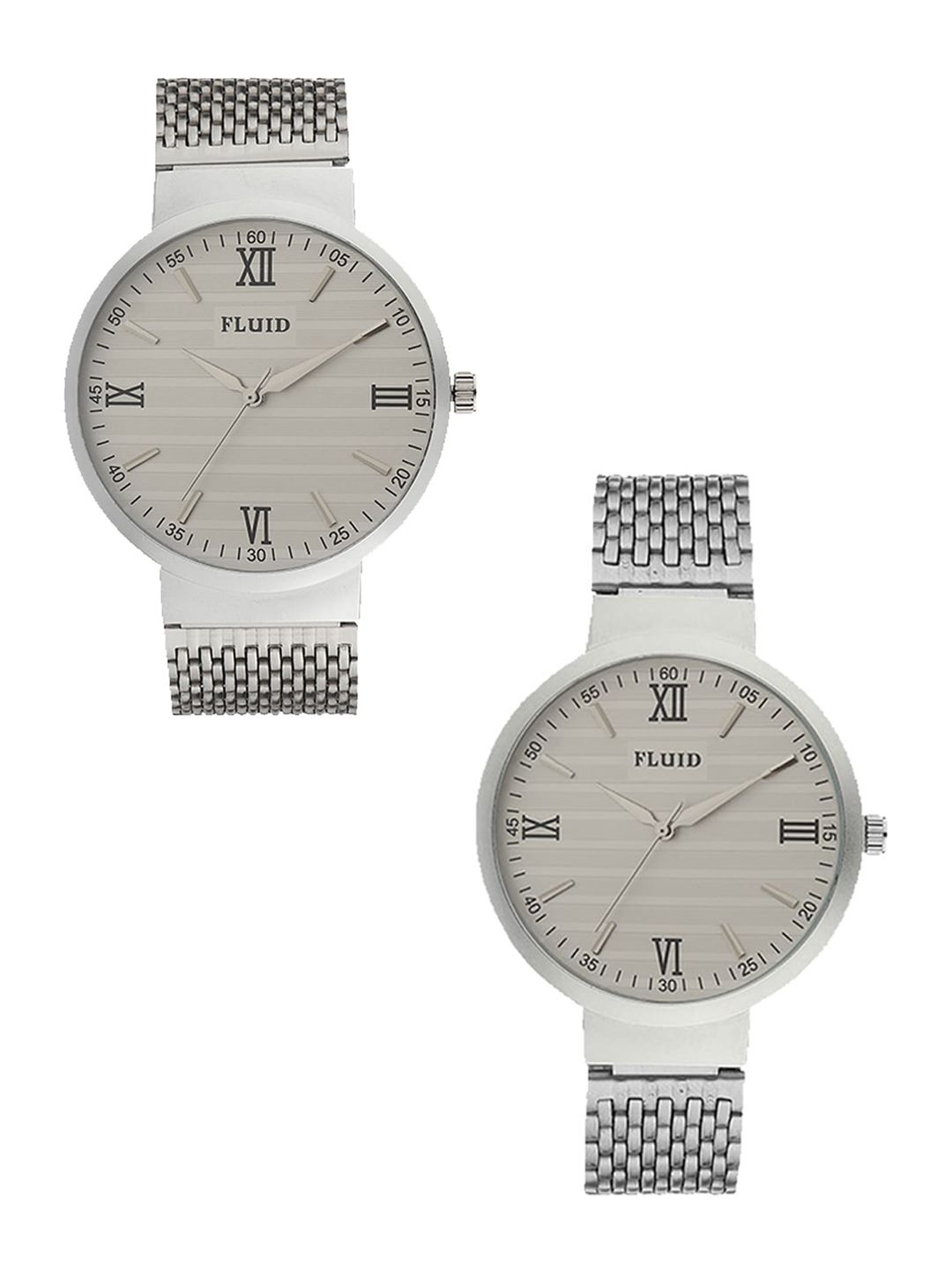 FLUID Unisex Set Of 2 Grey Bracelet Style Straps Analogue Watch FL-812PR-WH01 Price in India