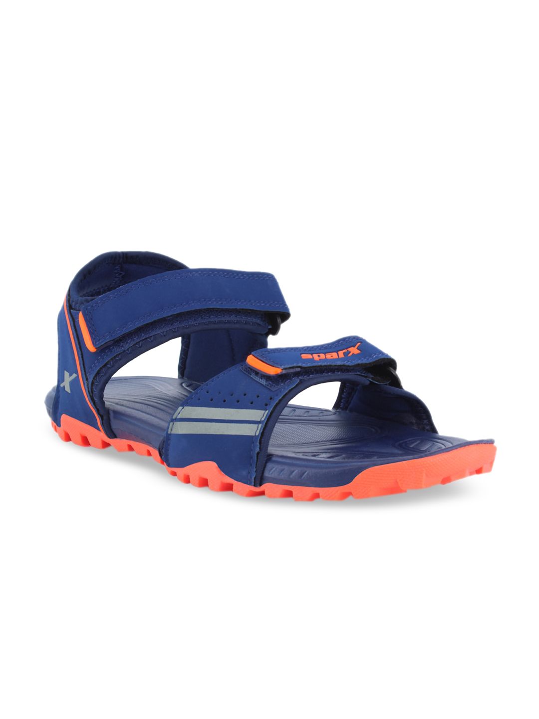 Sparx Men Navy Blue & Neon Orange Solid Floater Sports Sandals