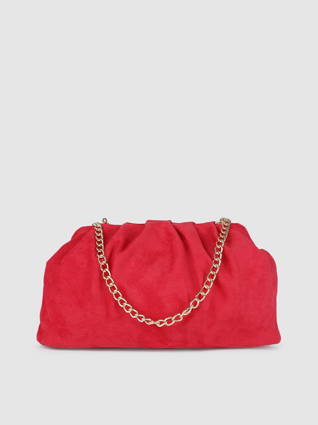 Accessorize Red Structured Soft Pleat Clutch Handheld Bag Price in India