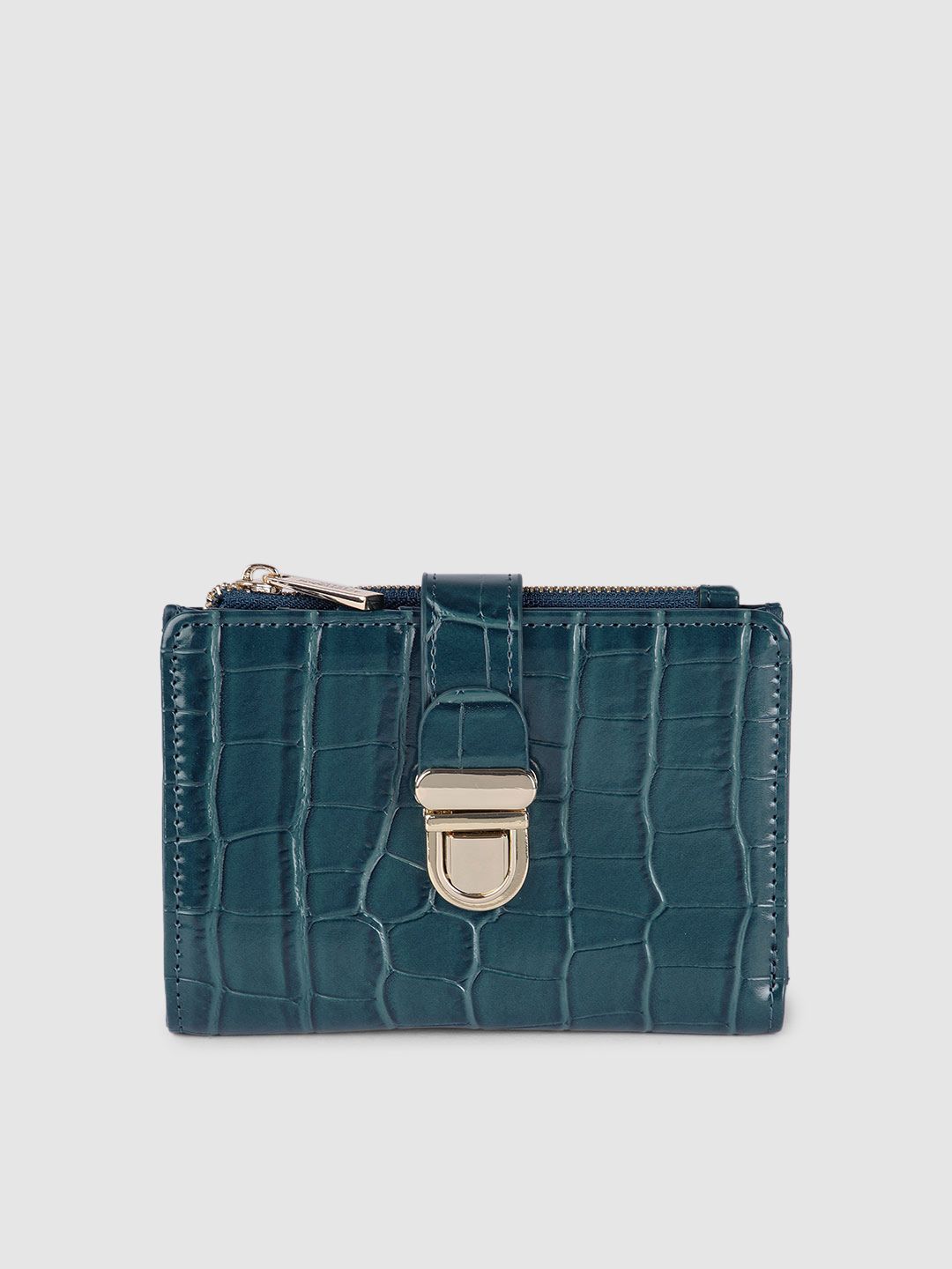 Accessorize Women Sea Green Textured Two Fold Wallet Price in India