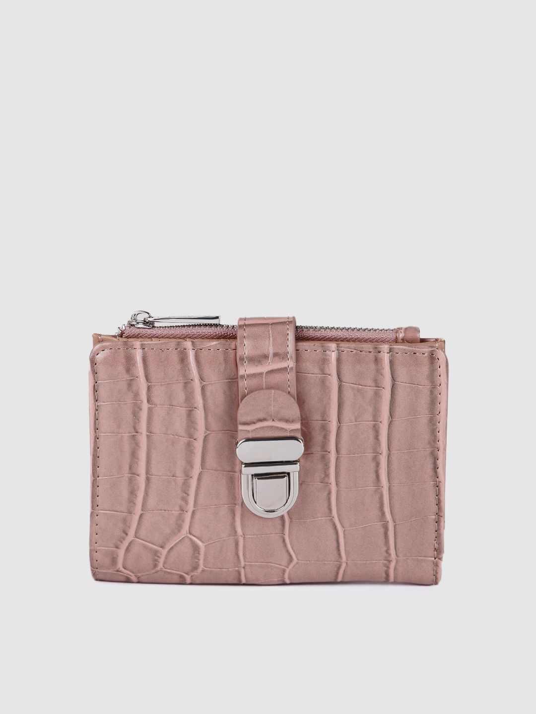 Accessorize Women Mauve Animal Textured PU Two Fold Wallet Price in India