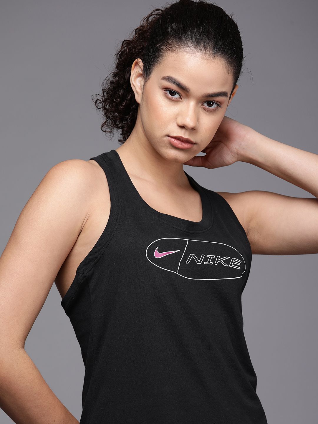 Nike Women Black TANK ICON CLASH Dri-FIT Training T-shirt Price in India