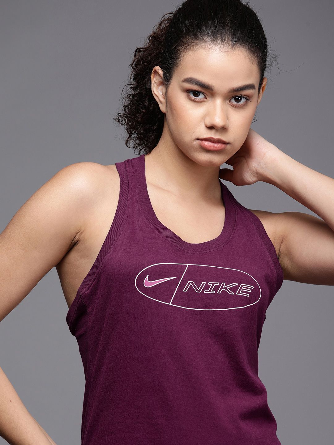 Nike Women Purple TANK ICON CLASH Dri-FIT Training T-shirt Price in India