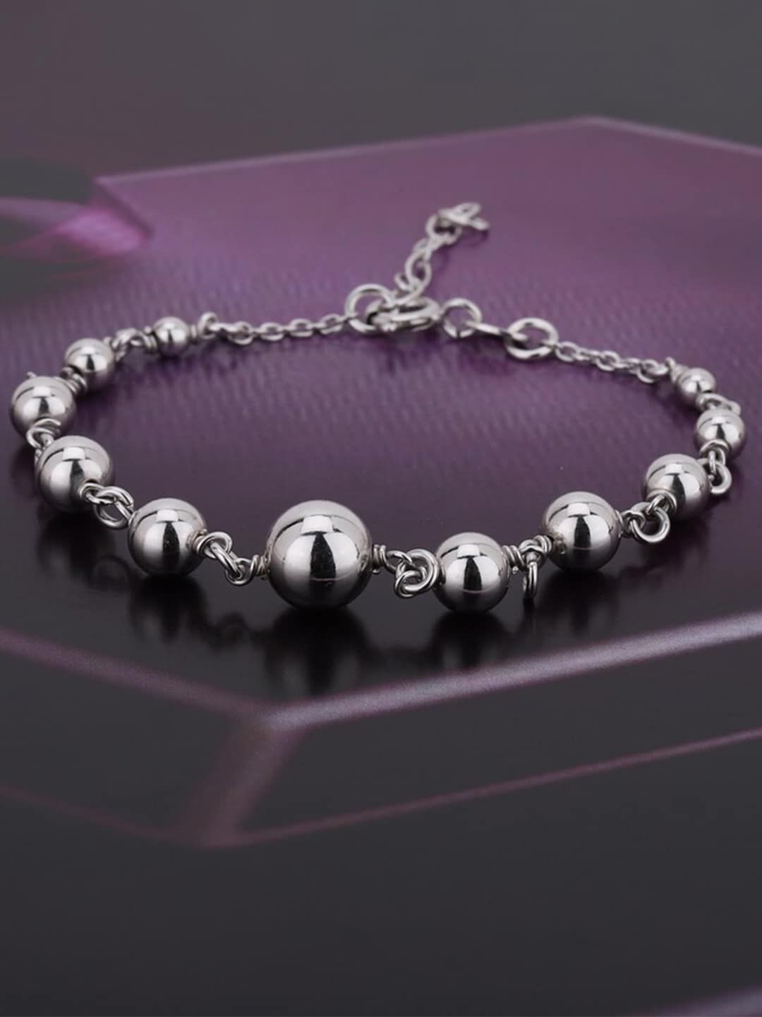 VANBELLE Women Silver-Toned 925 Sterling Silver Rhodium-Plated Link Bracelet Price in India