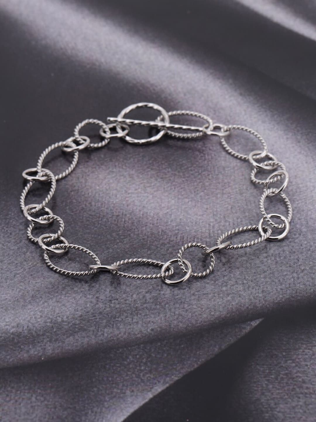 VANBELLE Women 925 Sterling Silver Handcrafted Rhodium-Plated Link Bracelet Price in India