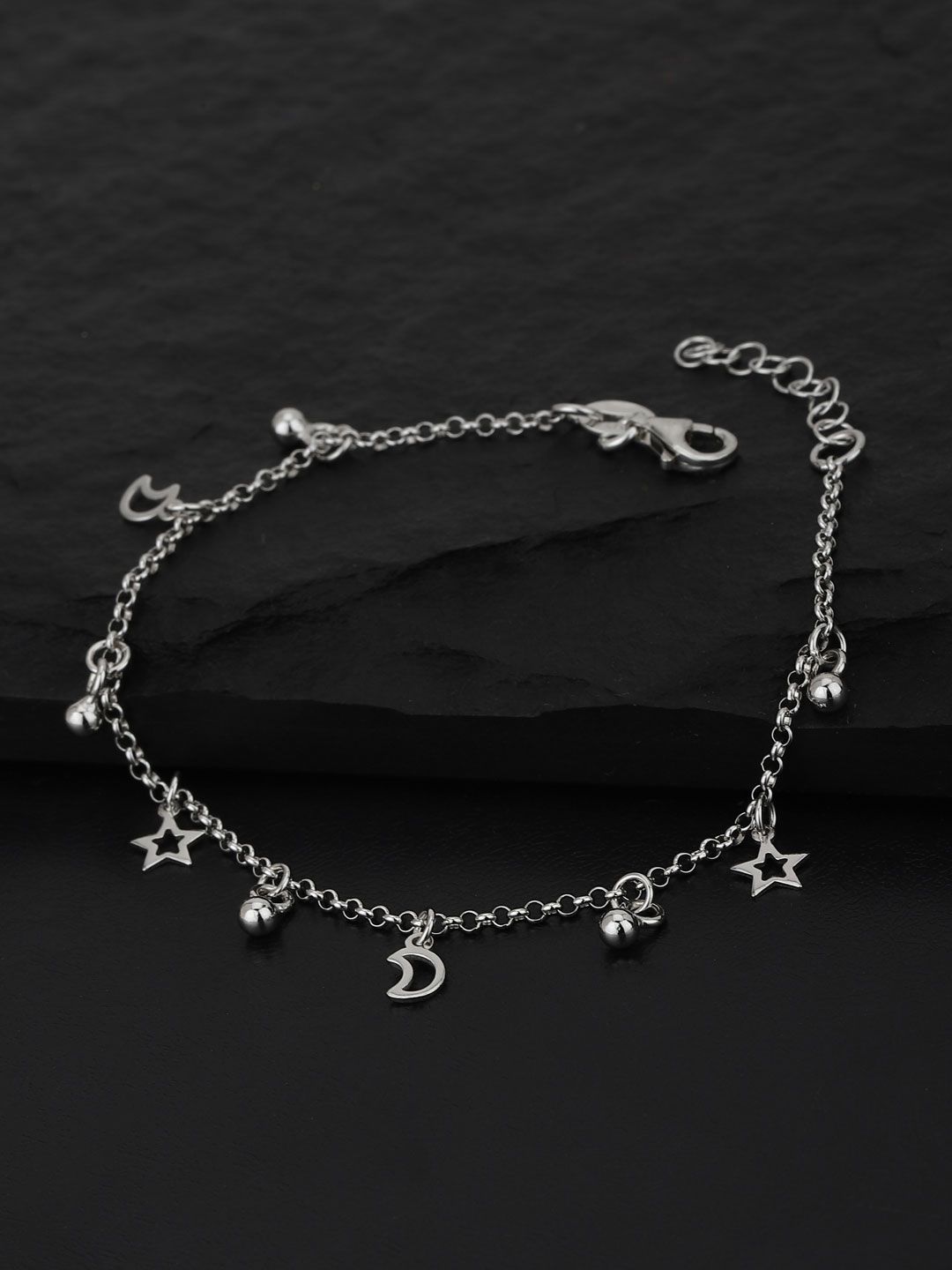 VANBELLE Women 925 Sterling Silver Handcrafted Rhodium-Plated Charm Bracelet Price in India