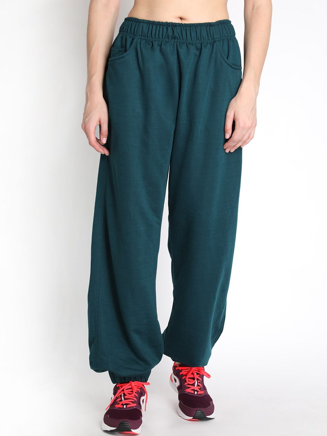 Chkokko Women Green Solid Relaxed-Fit Joggers Price in India