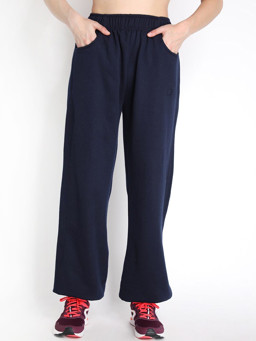 Chkokko Women Navy Blue Solid Relaxed-Fit Joggers Price in India