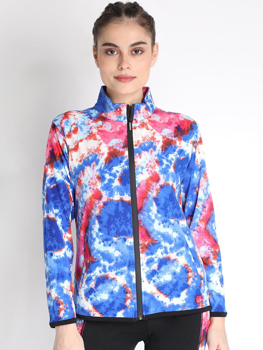 Chkokko Women Blue Tie & Die Sporty Jacket Price in India