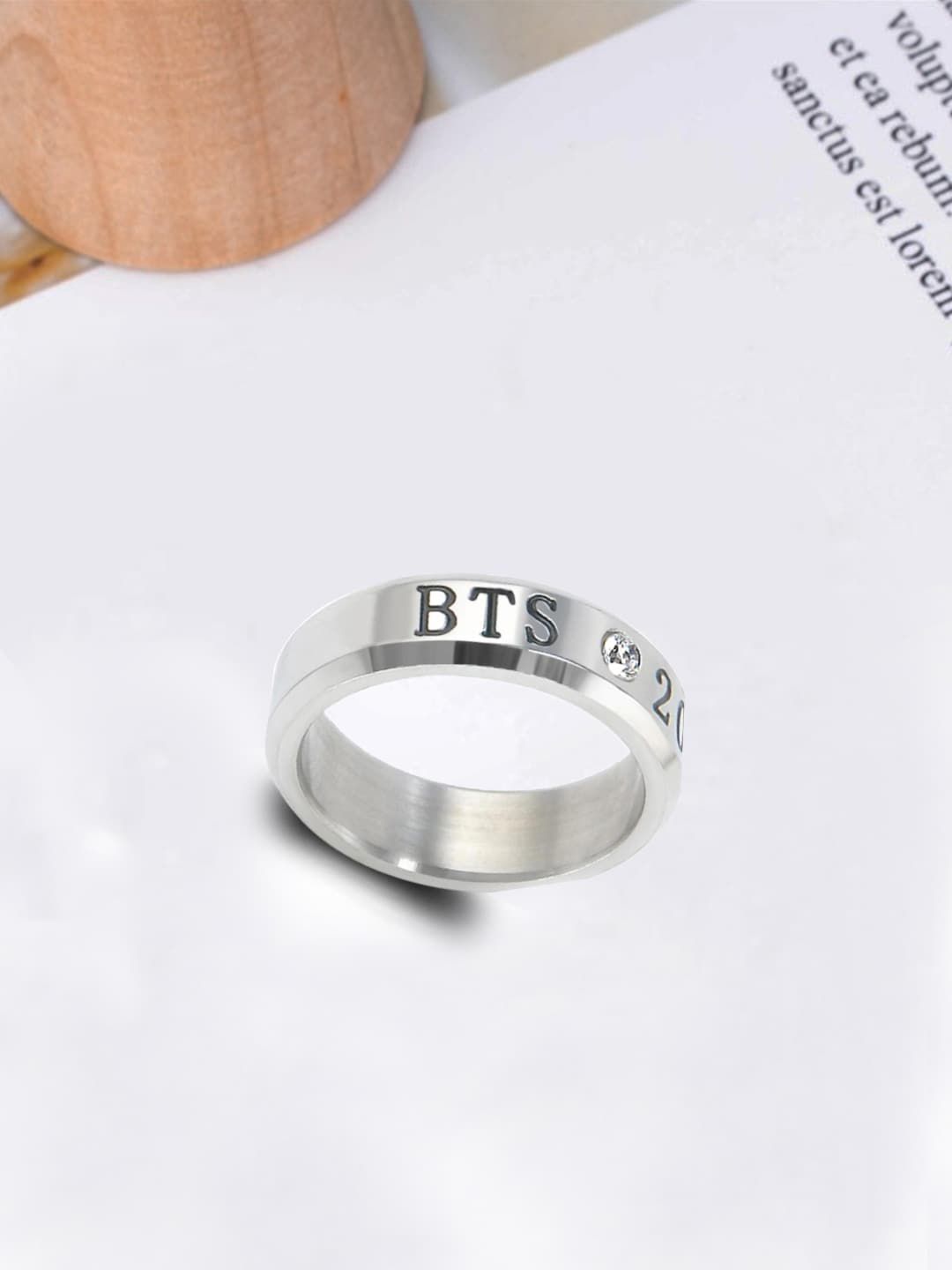Yellow Chimes Unisex Silver Kpop BTS Bangtan Band Ring Price in India