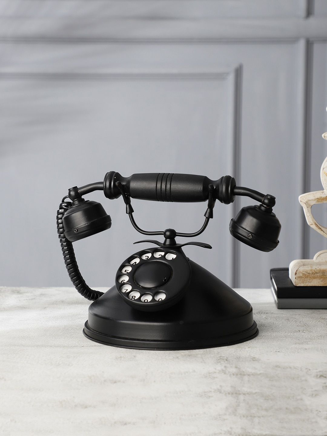 EXIM DECOR Black Round Vintage Style Dummy Telephone Showpiece Price in India