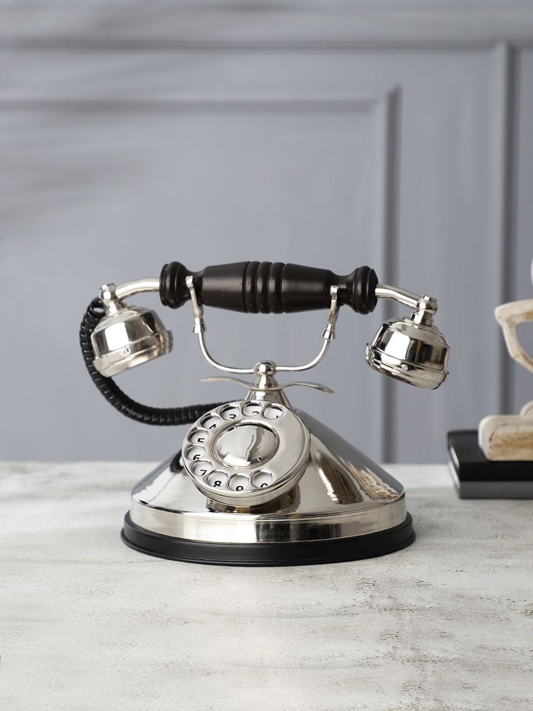 EXIM DECOR Silver-Toned Dummy Telephone Showpiece Price in India