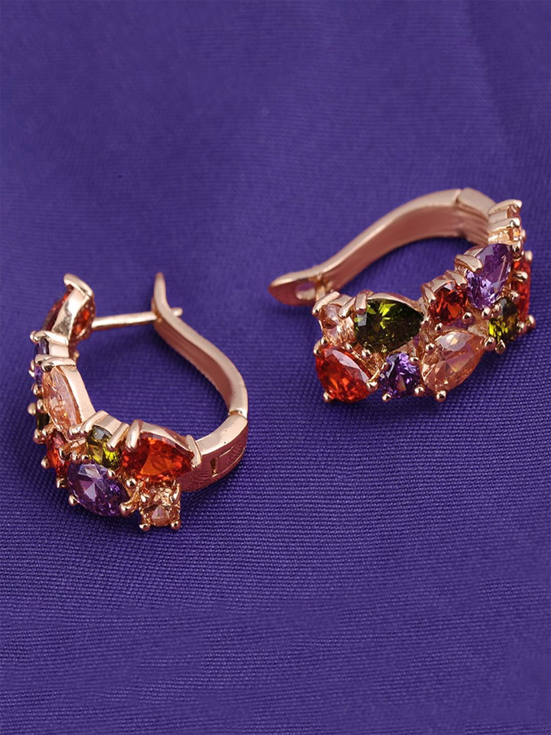 Vine Swiss CZ Clip On Earrings Yellow Chimes Gold-Plated & Sparkling Colors Flowerets Vine Swiss CZ Clip On Earrings
