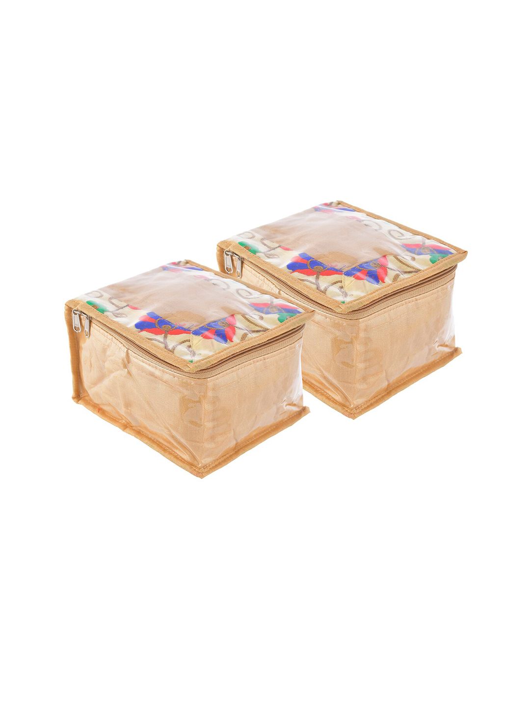 Kuber Industries Set Of 2 Gold-Coloured & Pink Printed Jewellery Organisers Price in India