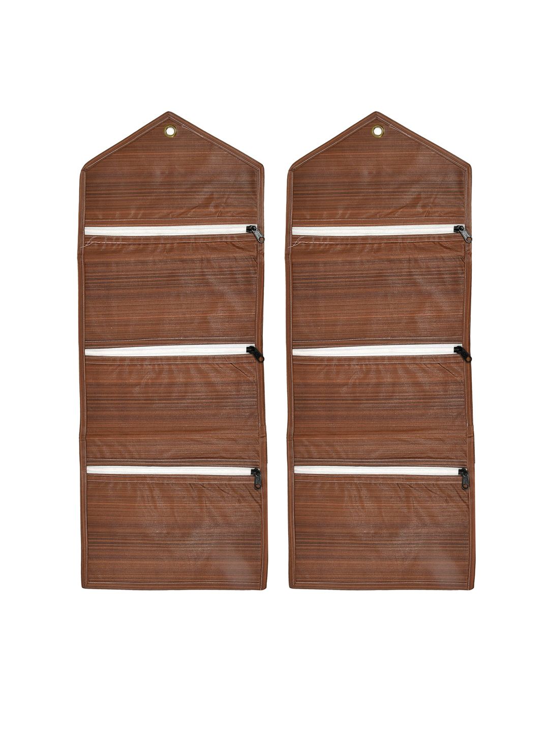 Kuber Industries Set Of 2 Brown Solid Wall Hanging Storage Organizers Price in India