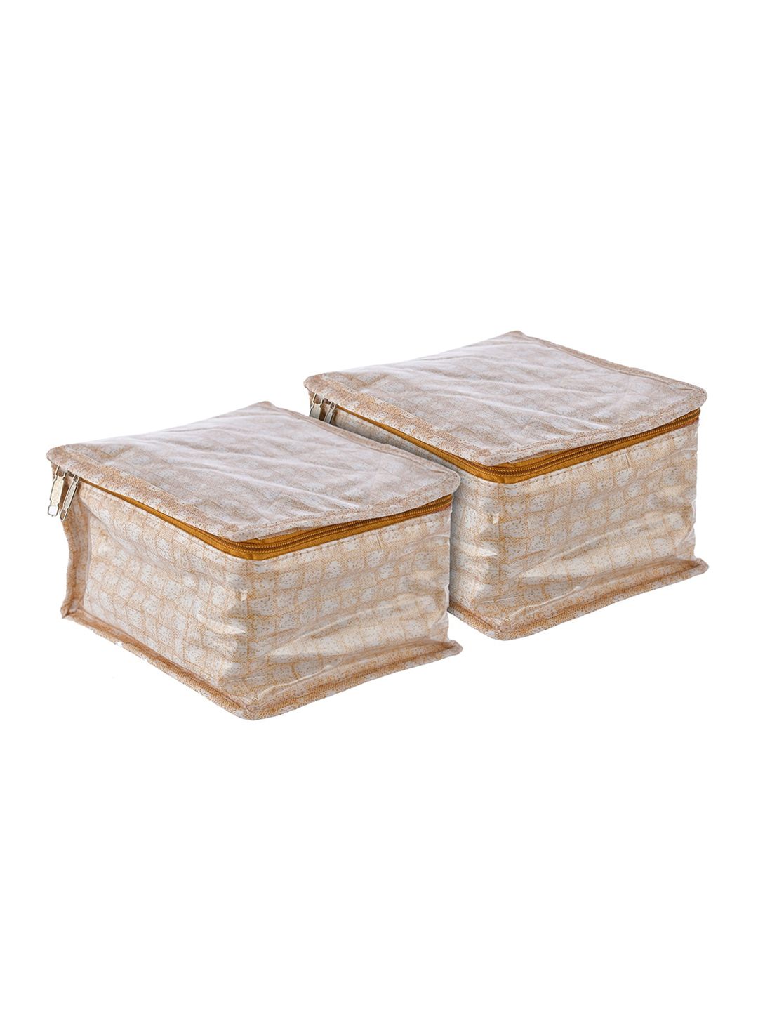 Kuber Industries Set Of 2 Brown & White Checked Jewellery Organisers Price in India