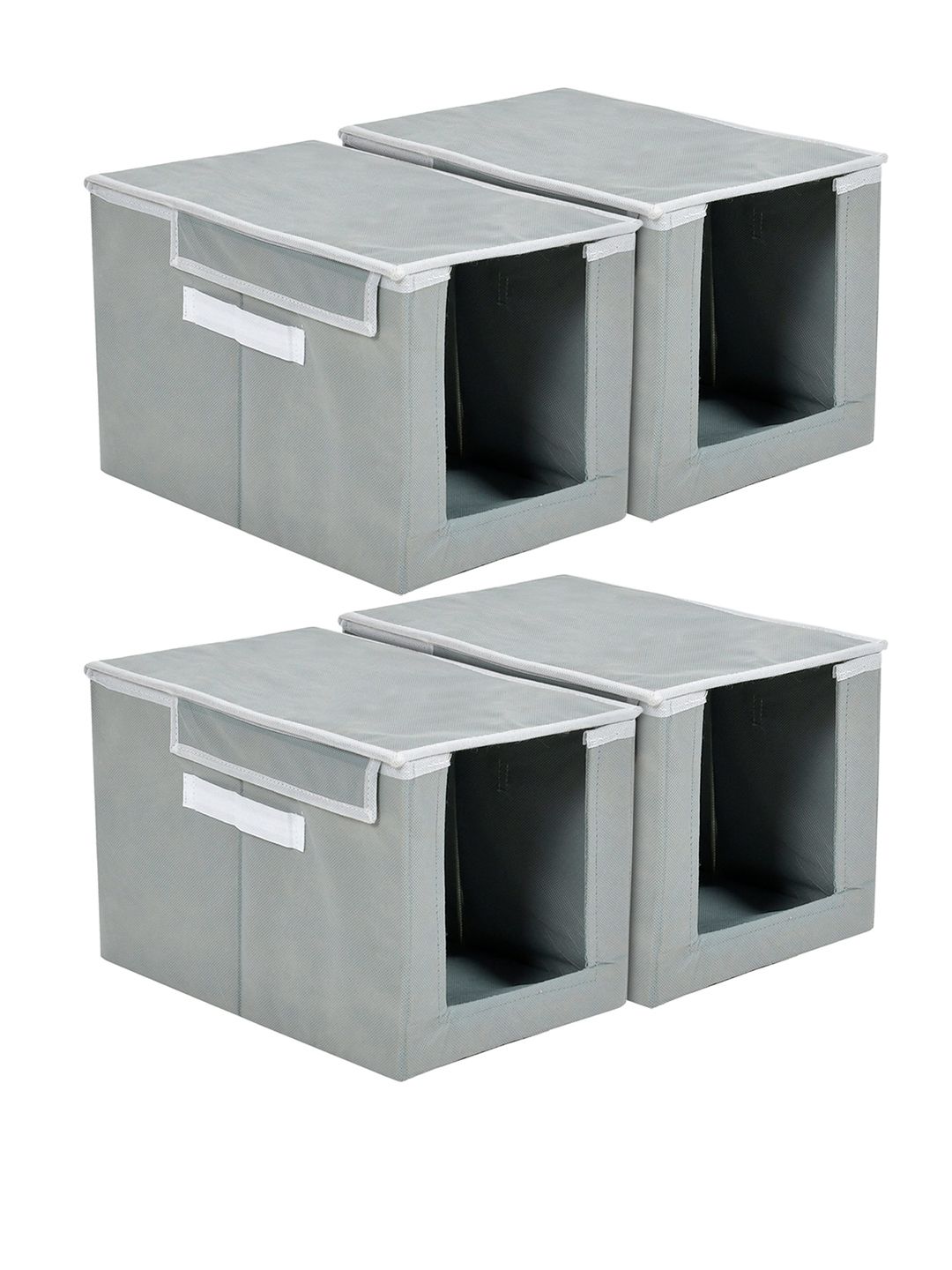 Kuber Industries Set Of 4 Grey Solid Cloth Stacker Wardrobe Organisers Price in India