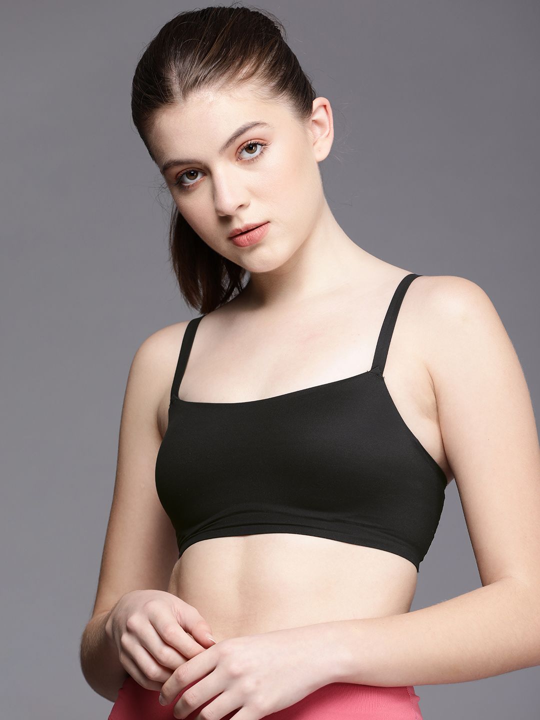 Nike Black Solid Indy Luxe Light-Support Padded Convertible Dri-FIT Training Bra AQ0141 Price in India