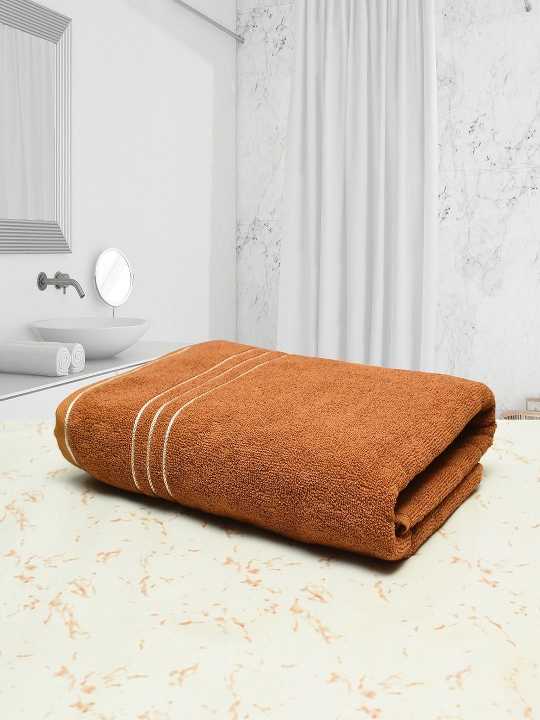 Cotton Bolls Textiles Brown Solid 400 GSM Cotton Bath Towels Price in India