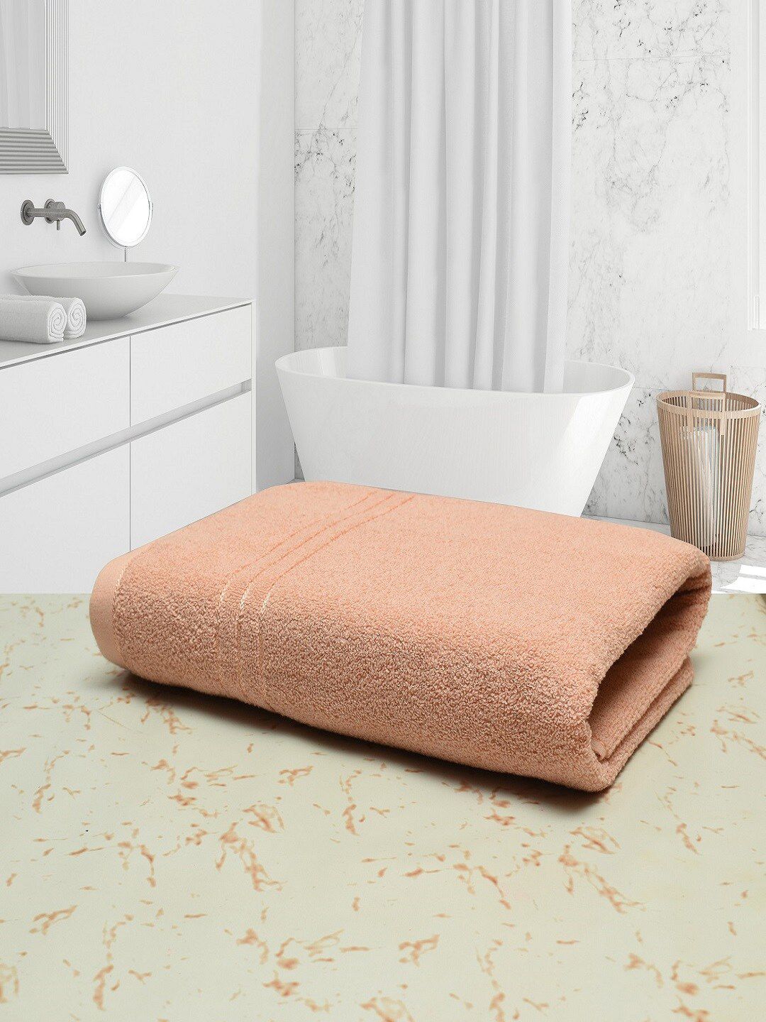 Cotton Bolls Textiles Cream-Coloured Solid Cotton 400 GSM Bath Towel Price in India