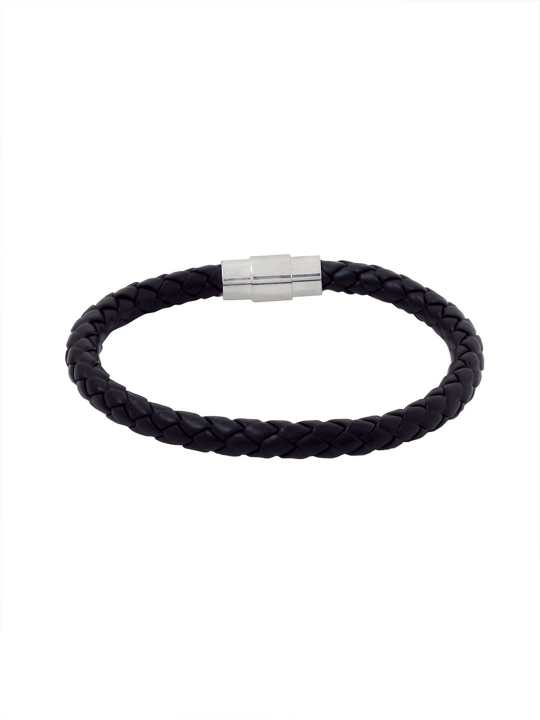 Buy Yellow Chimes Men Black Leather Strand Bracelet - Bracelet for