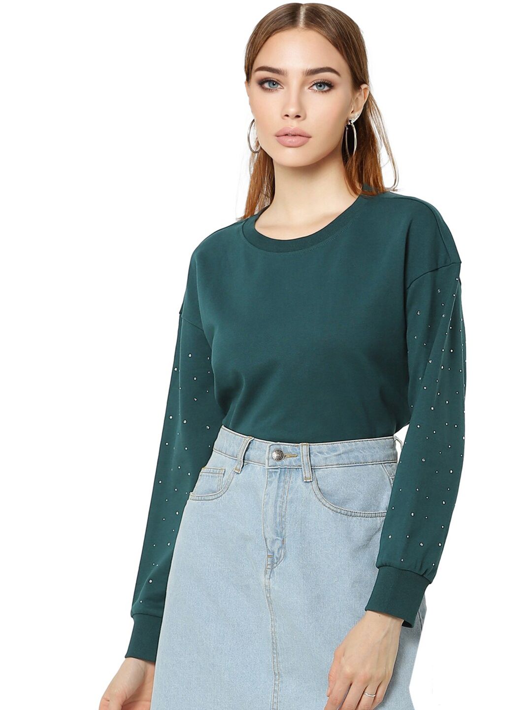 ONLY Women Green Sweatshirt Price in India