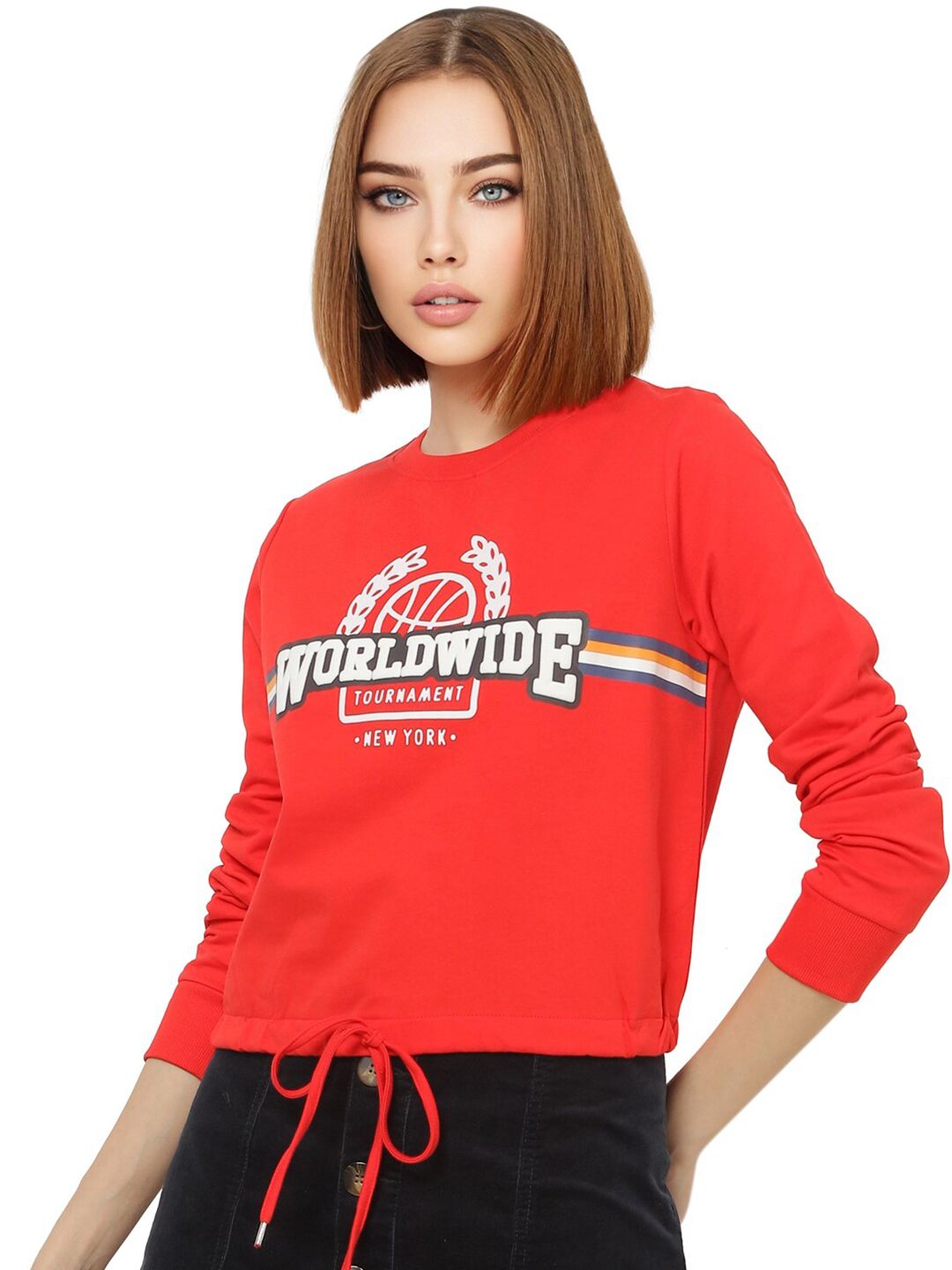 ONLY Women Red Printed Sweatshirt Price in India