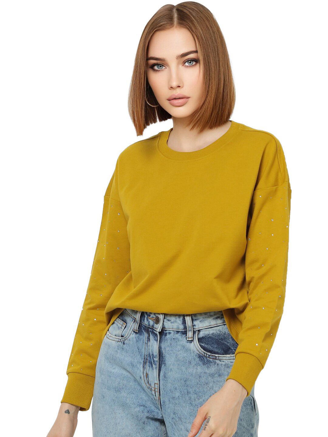 ONLY Women Yellow Sweatshirt Price in India