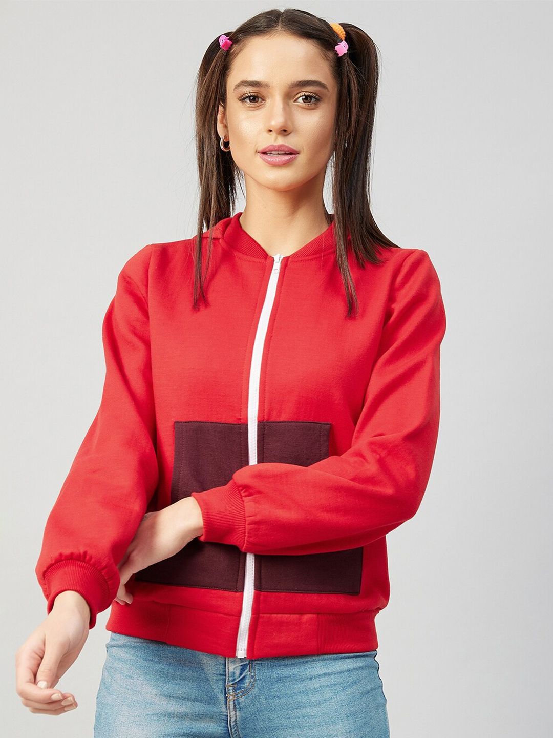 Athena Women Red Fleece Sweatshirt Price in India