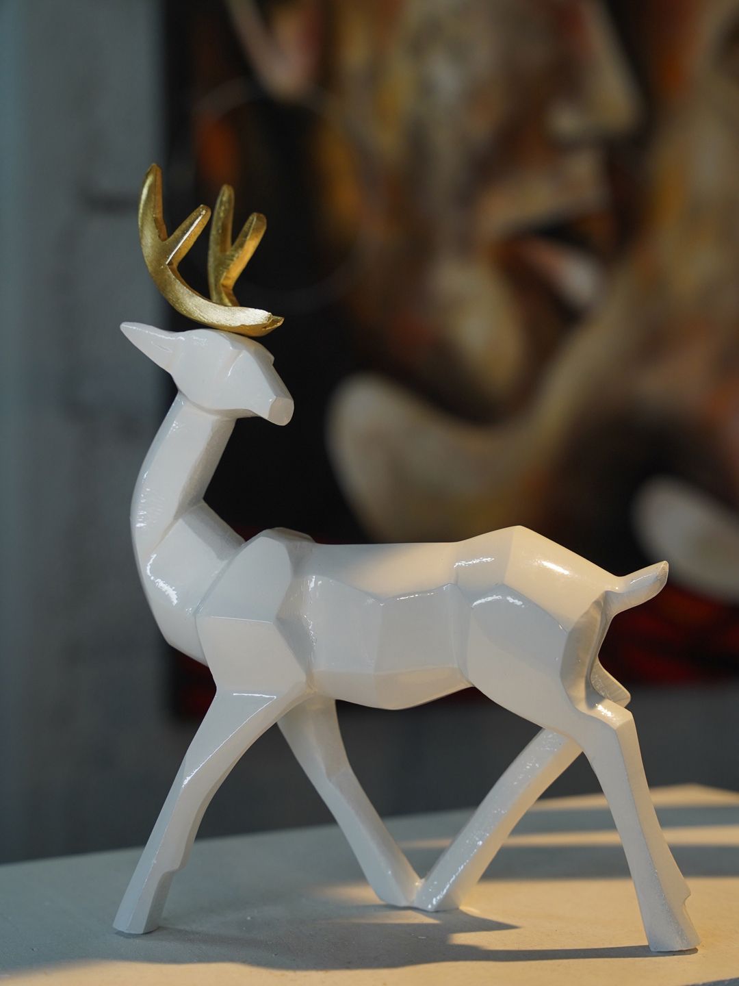 Folkstorys White Luxe Golden Antler Deer Price in India