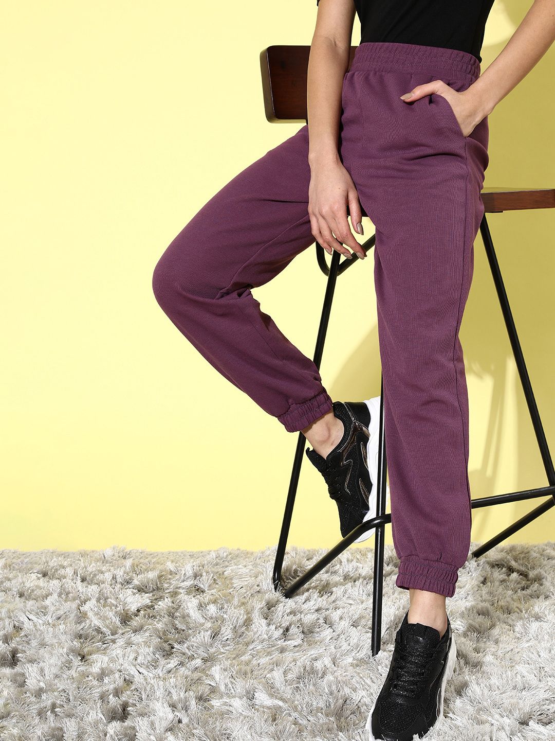 Tokyo Talkies Women Purple Joggers Trousers Price in India