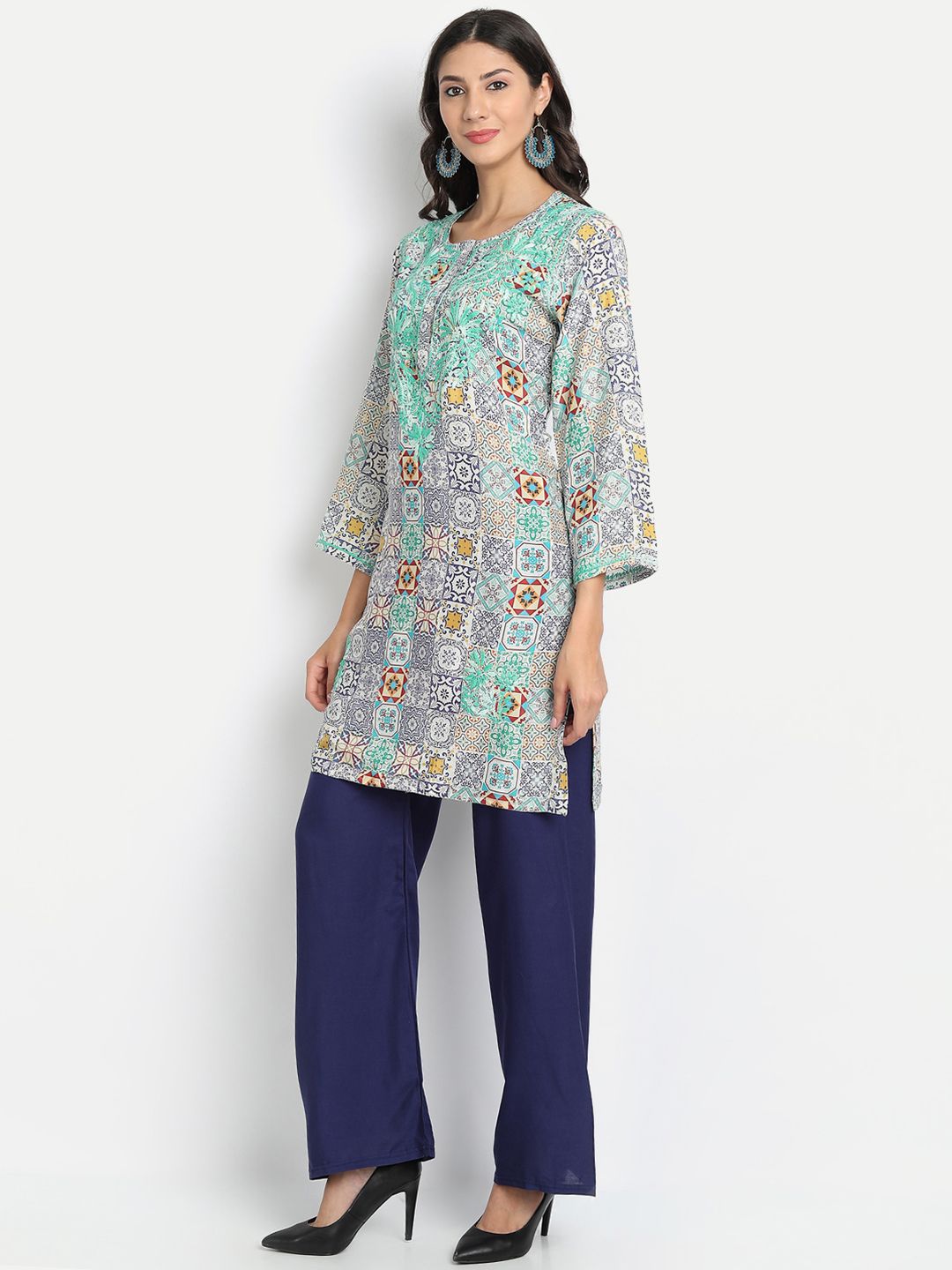 HOUSE OF KARI Multicoloured Hand Embroidery Chickenkari Tunic Price in India