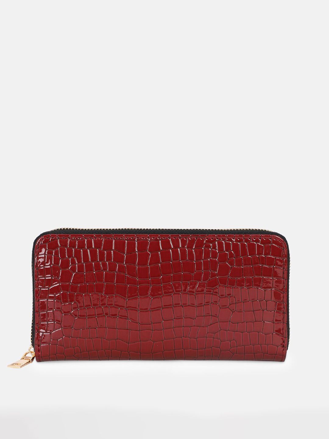 Bagsy Malone Women Maroon Textured Zip Around Wallet Price in India