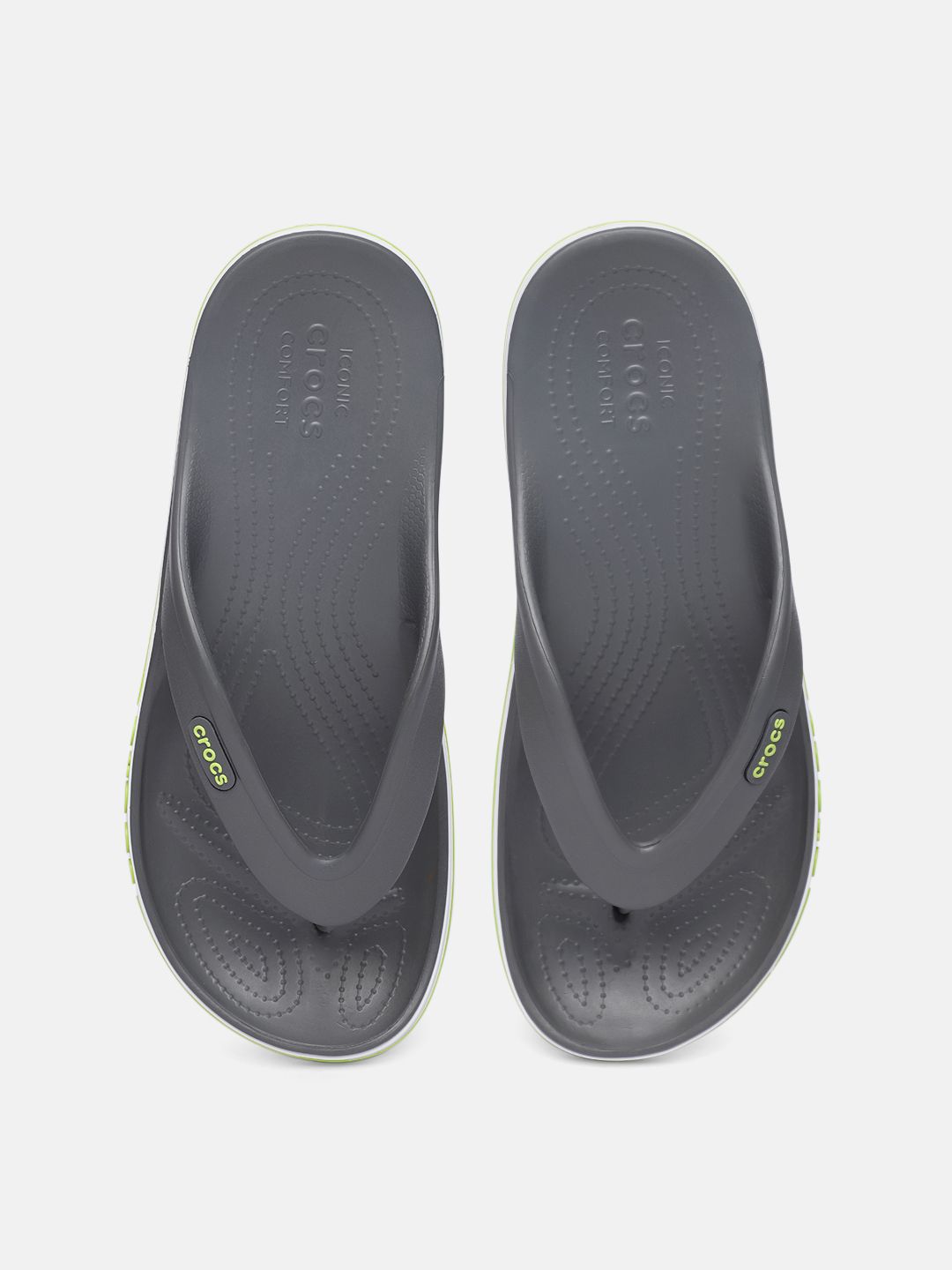 Crocs Unisex Slate Grey Solid Bayaband Croslite Thong Flip-Flops with Brand Logo Applique Price in India