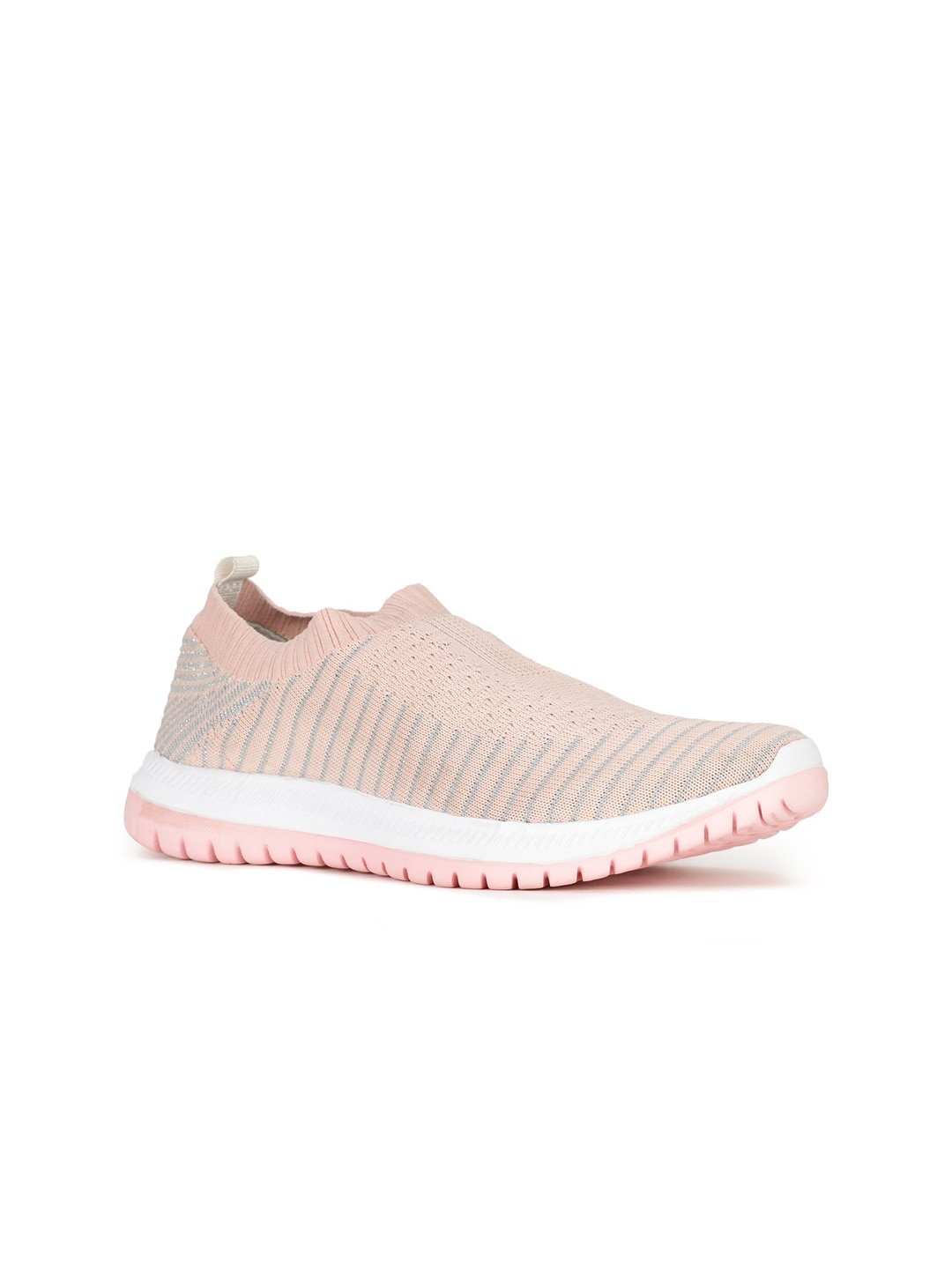 North Star Women Pink Woven Design PU Slip-On Sneakers Price in India