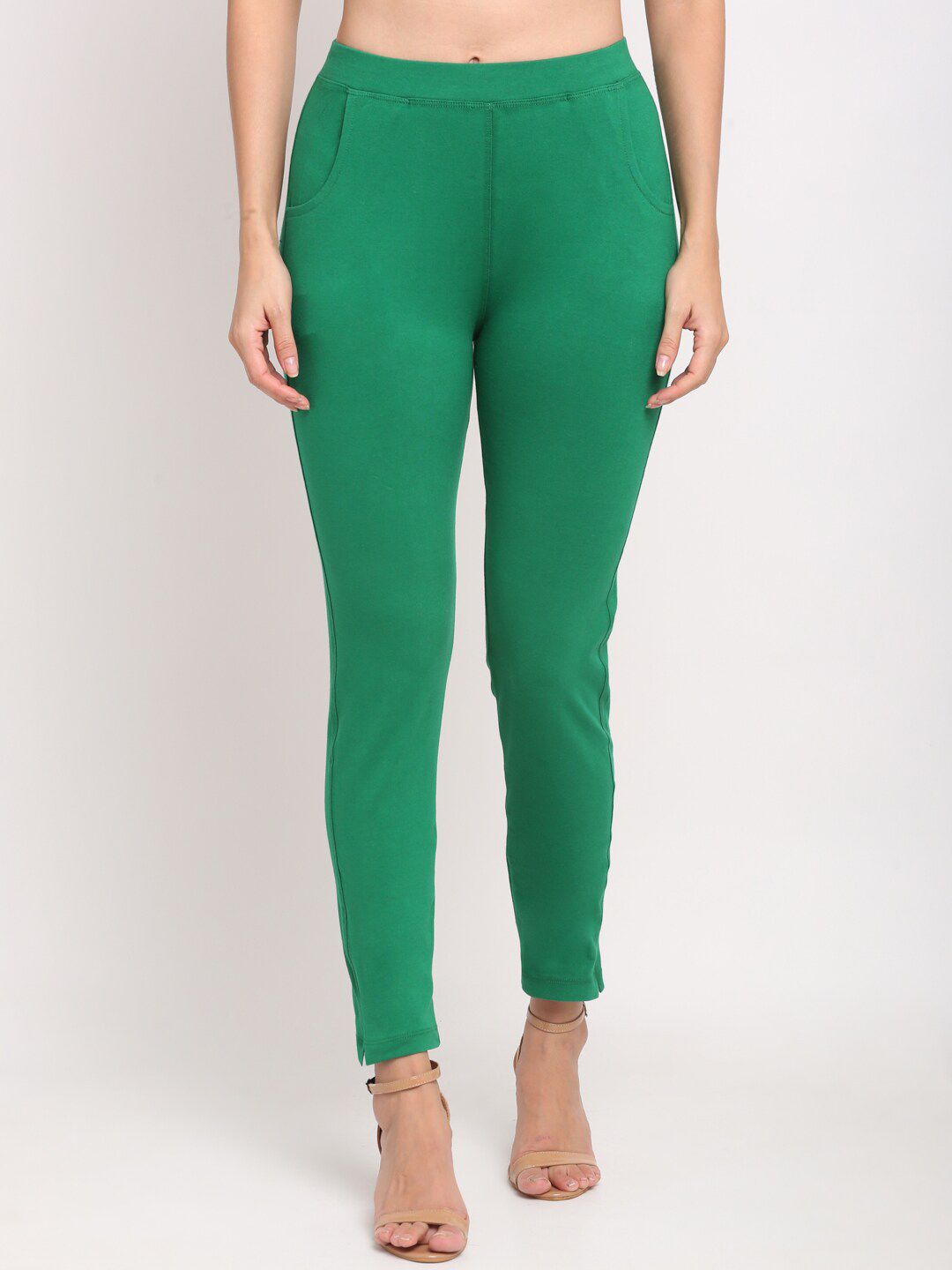 NEUDIS Woman Teal Green Slim Fit Ankle Length Leggings Price in India