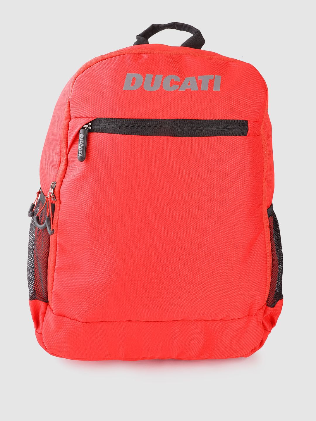 Ducati Unisex Coral Red & Black Brand Logo Print 16 Inch Backpack Price in India