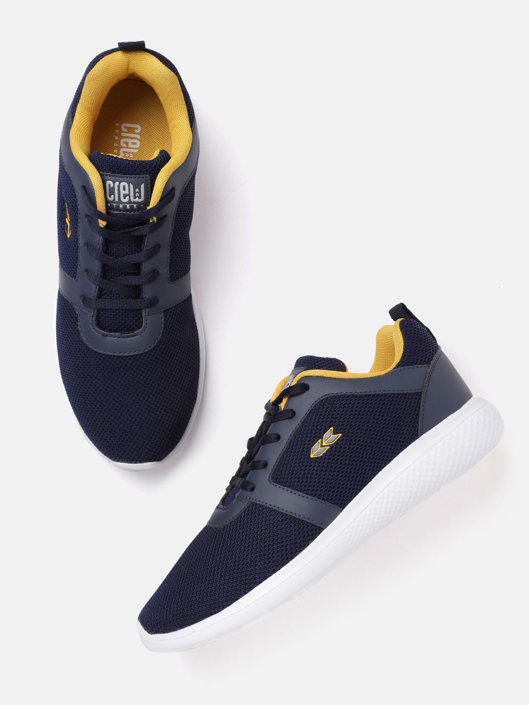 Crew STREET Women Navy Blue Woven Design Running Shoes Price in India
