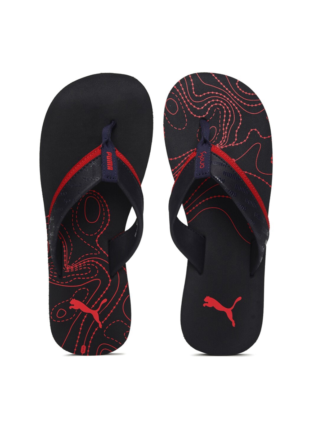 Puma Black & Red Printed Thong Flip-Flops Price in India