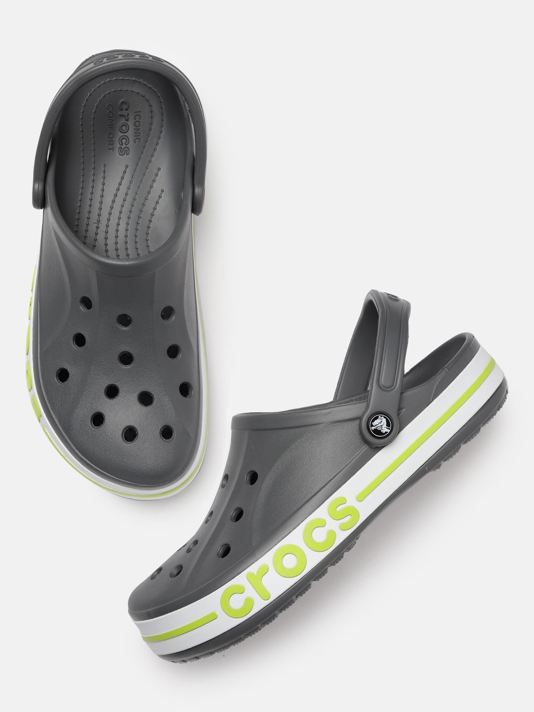 Crocs Unisex Grey Bayaband Perforations Clogs Price in India