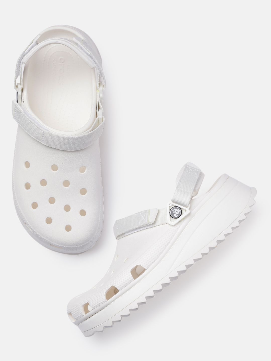 Crocs Unisex White Solid Classic Hiker Clogs Price in India
