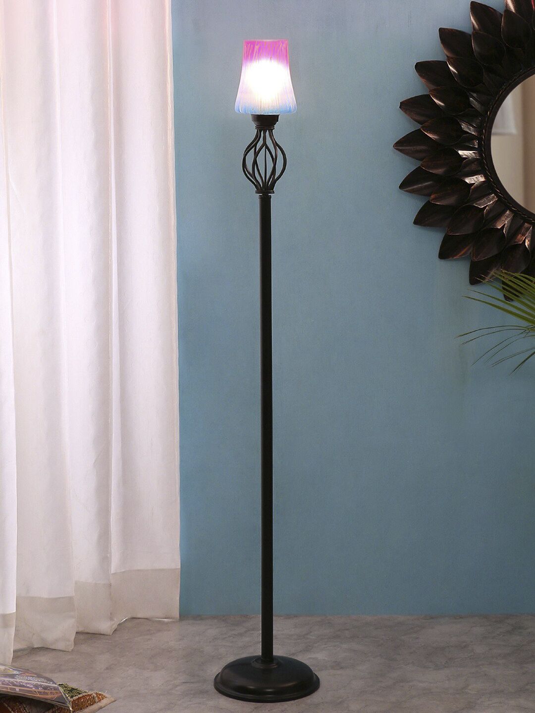 Devansh Multicolored Basket Iron Floor Standing Lamp Price in India
