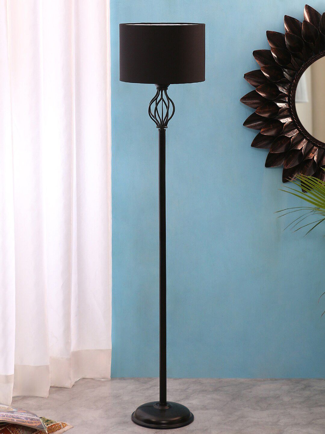 Devansh Black Wrought Iron Floor Lamp Price in India