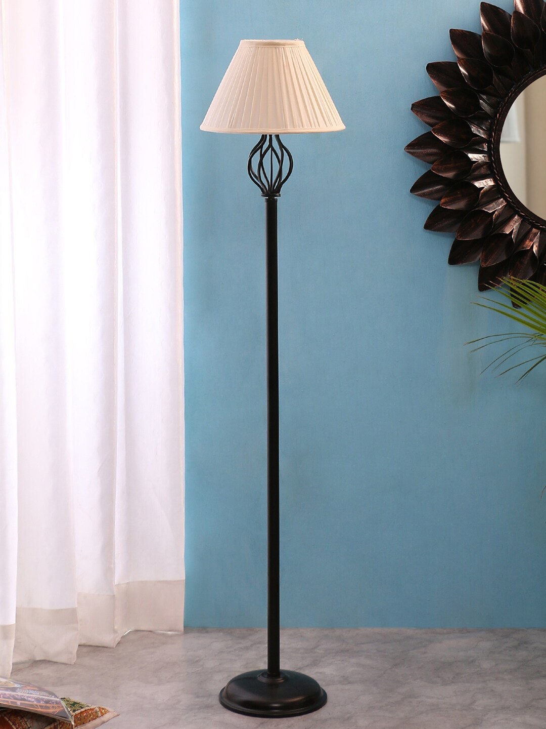 Devansh Off White Basket Iron Floor Standing Lamp Price in India