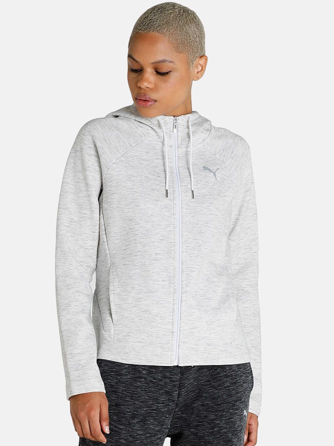 Puma Women White Evostripe Full-Zip Hoodie Jacket Price in India