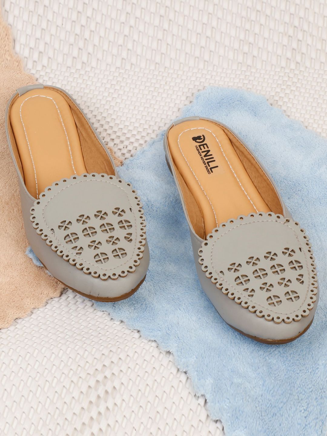 Denill Women Grey Mules Flats Price in India