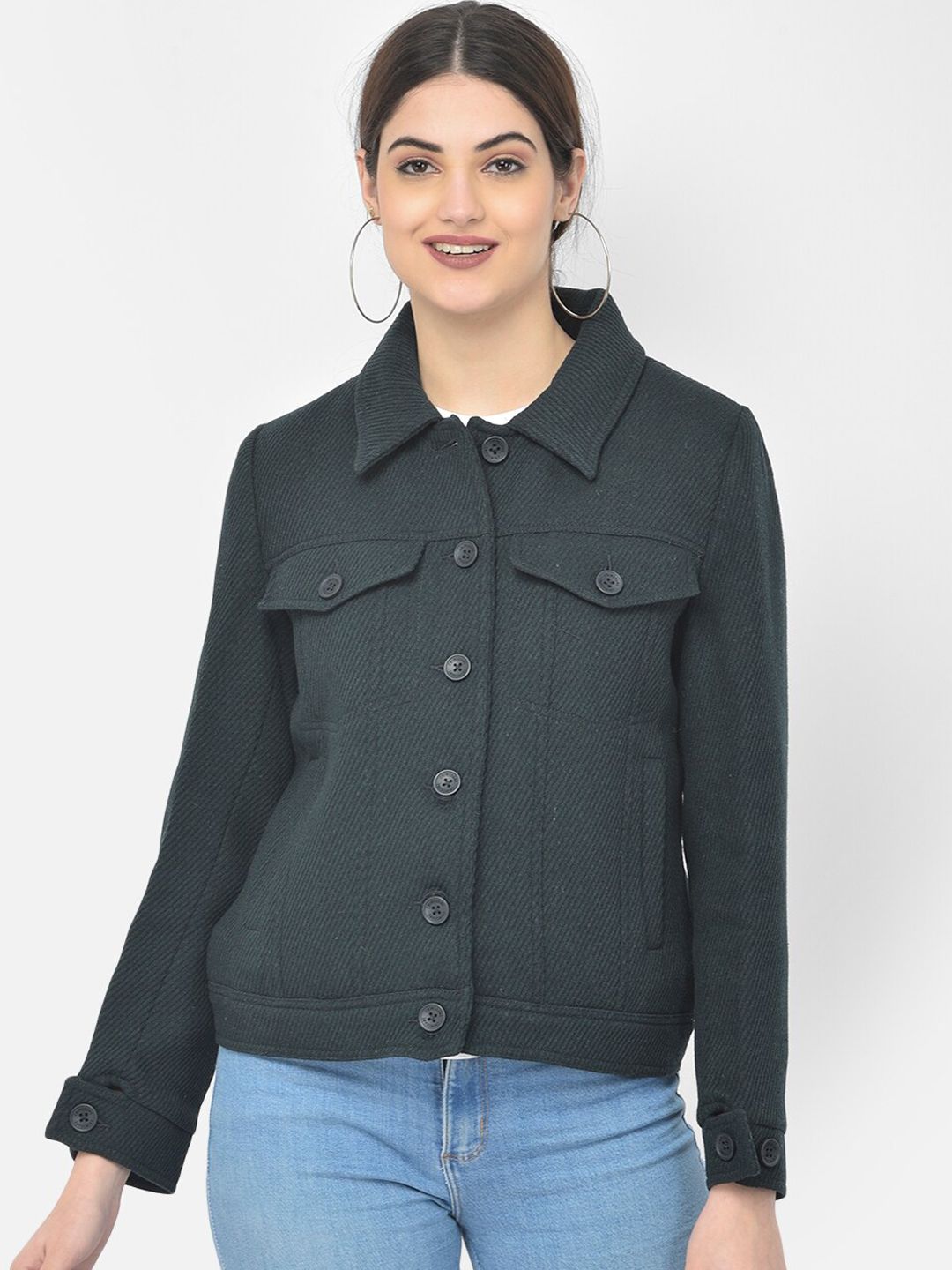 Crimsoune Club Women Green Tailored Jacket Price in India