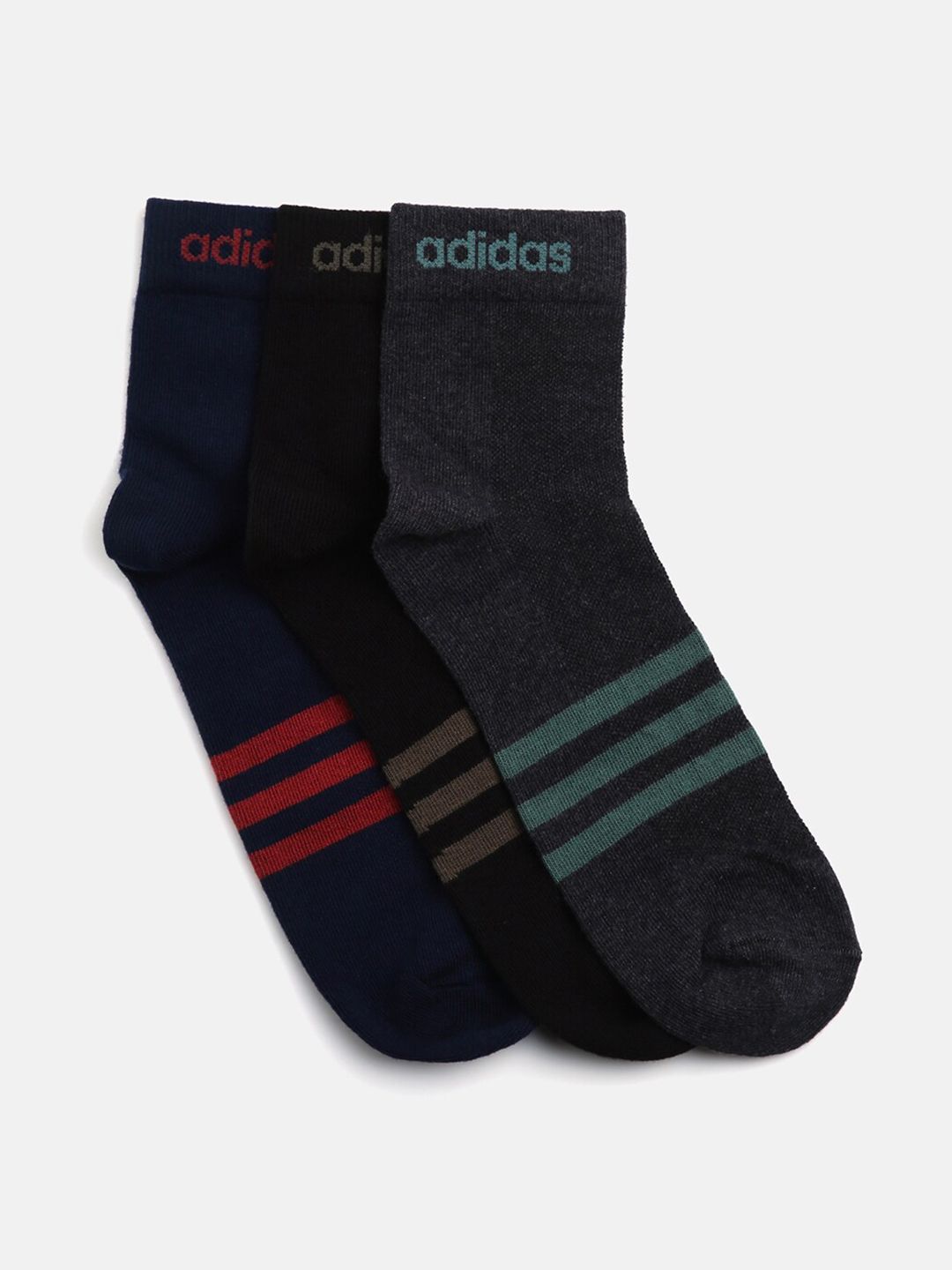 ADIDAS Men Pack Of 3 Assorted Ankle Length Socks